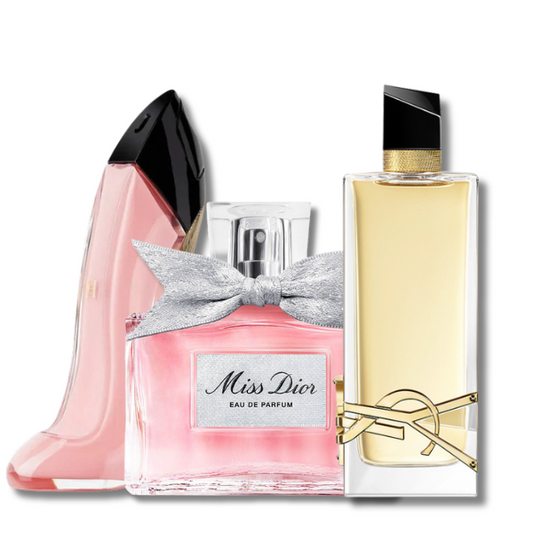3 Parfums Yves Saint Laurent LIBRE(Eau de Parfum), Carolina Herrera GOOD GIRL BLUSH (Eau de Parfum) and Dior MISS DIOR (Eau de Parfum)