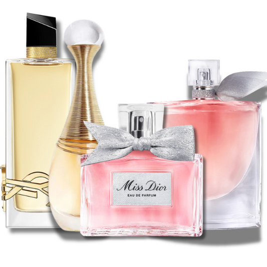 4 Parfums Dior J'ADORE (Eau de Parfum), Dior MISS DIOR (Eau de Parfum), Yves Saint Laurent LIBRE(Eau de Parfum) and Lancôme LA VIE EST BELLE (Eau de Parfum) 3.4 oz